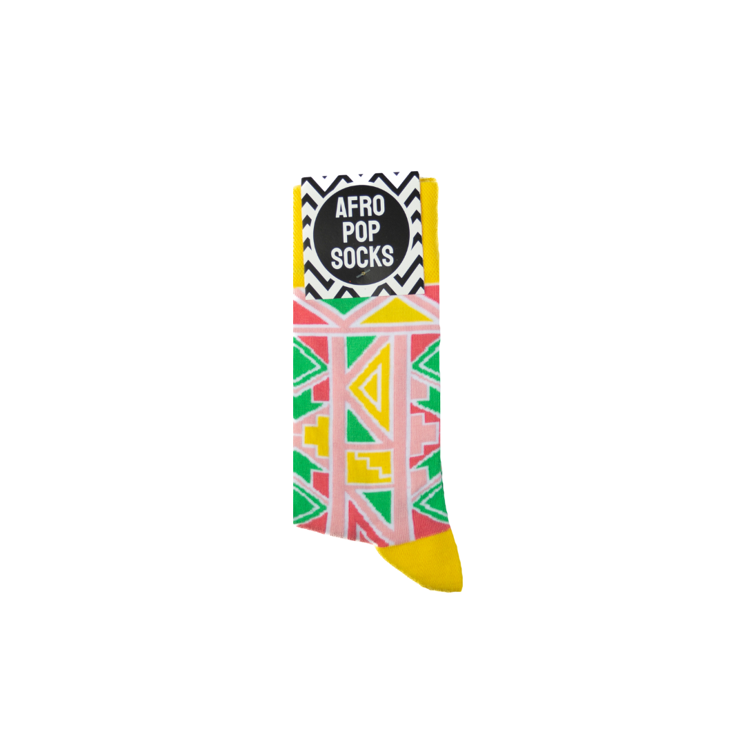 Ndebele Pink Socks: L/XL