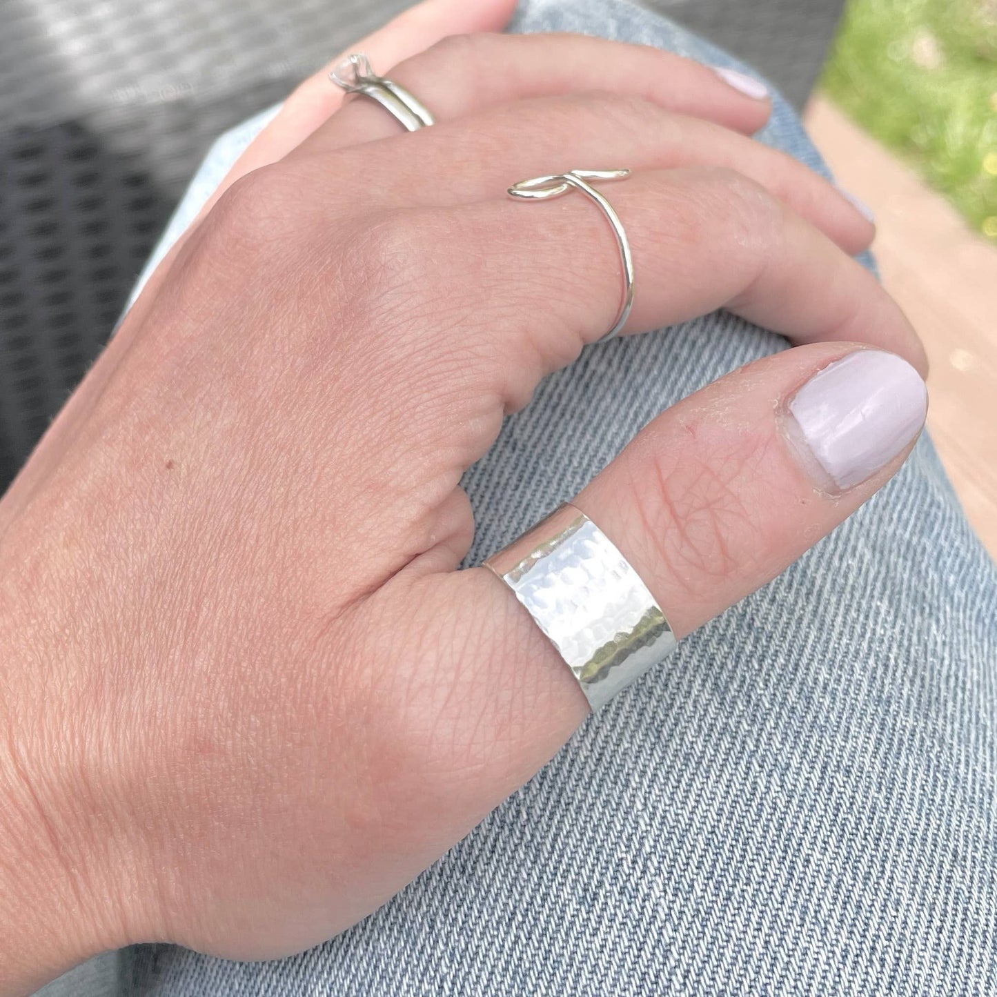 Large sterling silver adjustable ring, large silver ring: Small