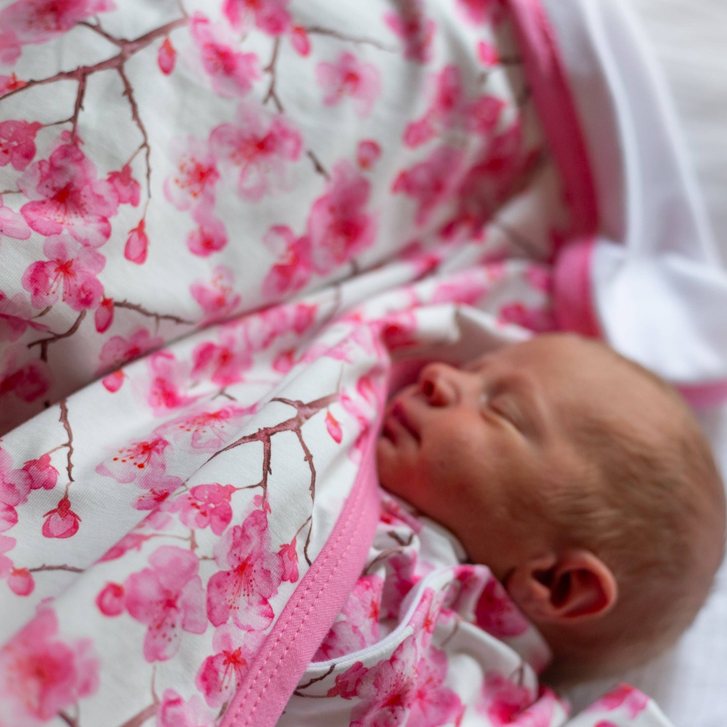 Unisex Baby Cotton Sleepsuit (Onesie) – Cherry Blossom Print: 0-3 M