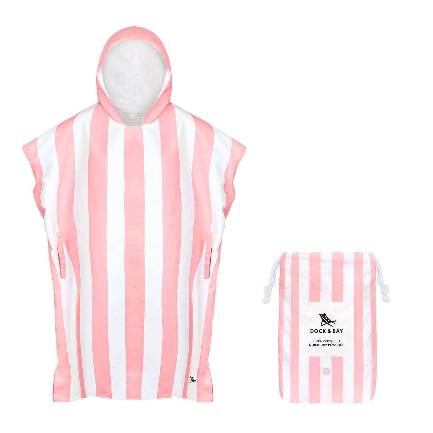 Dock & Bay Adult Poncho - Hooded Towel - Malibu Pink: Large (41x31")
