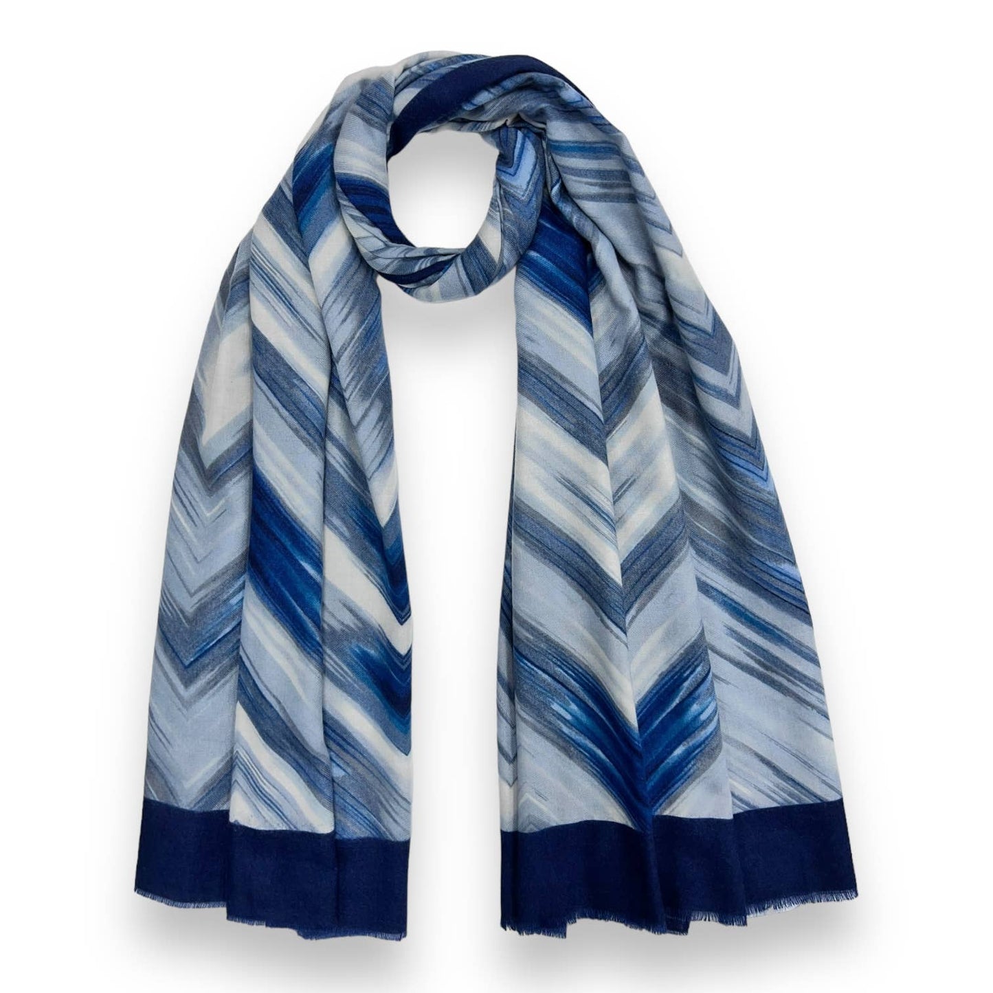 Herringbone print of medium weight scarf: Blue