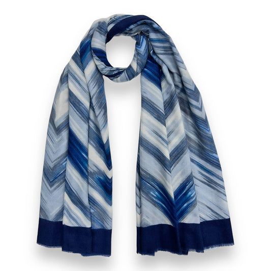 Herringbone print of medium weight scarf: Blue