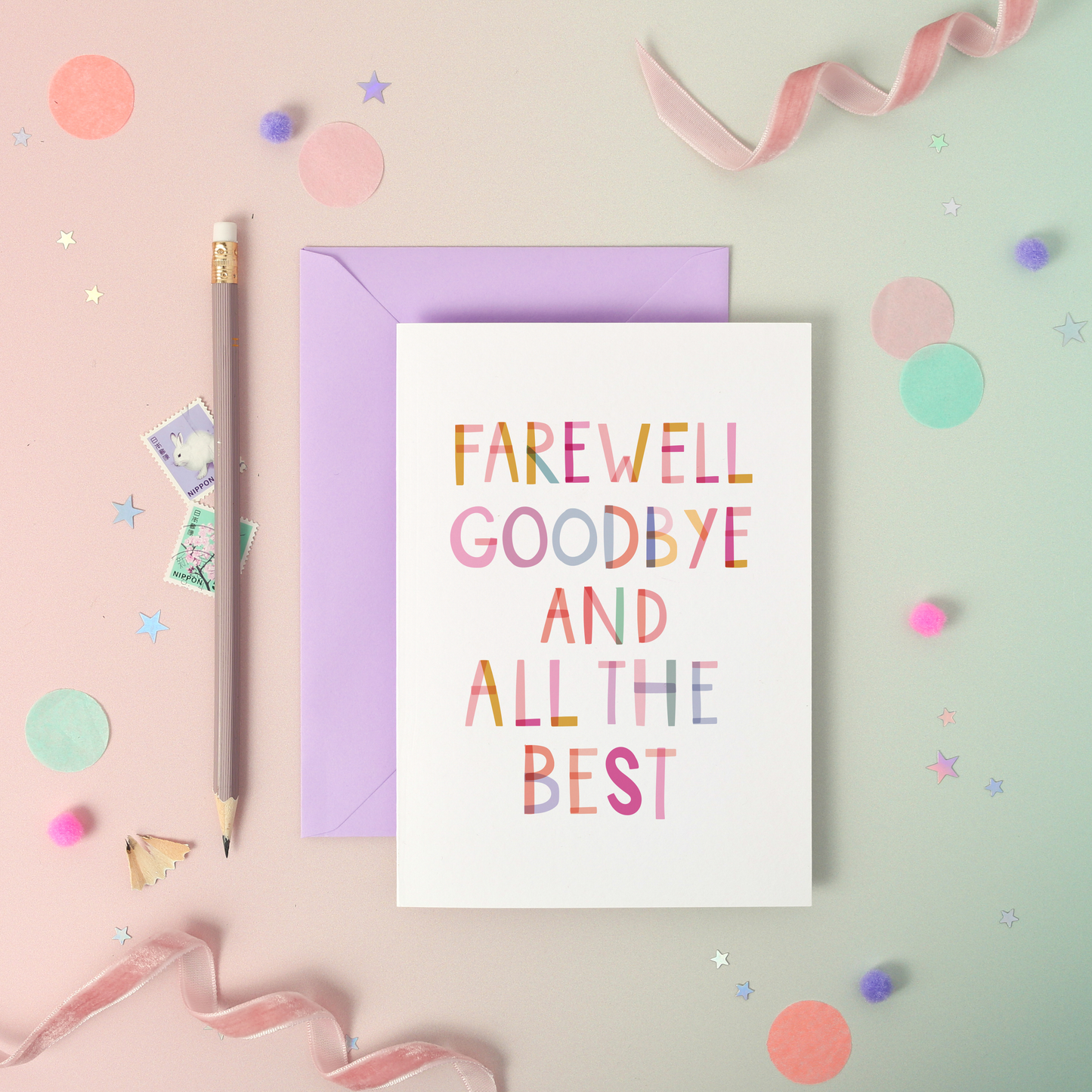 Farewell – Good Luck Luxury Foiled Rainbow Greeting Card