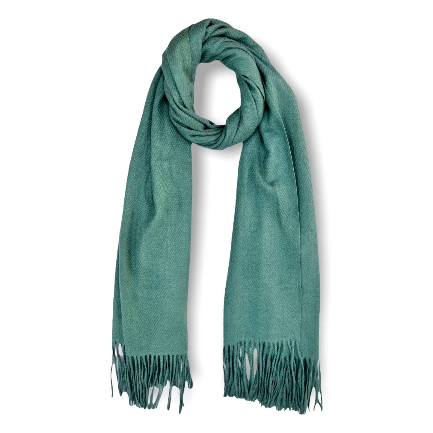 Plain cashmere mix ribbed winter scarf with tassel: Navy