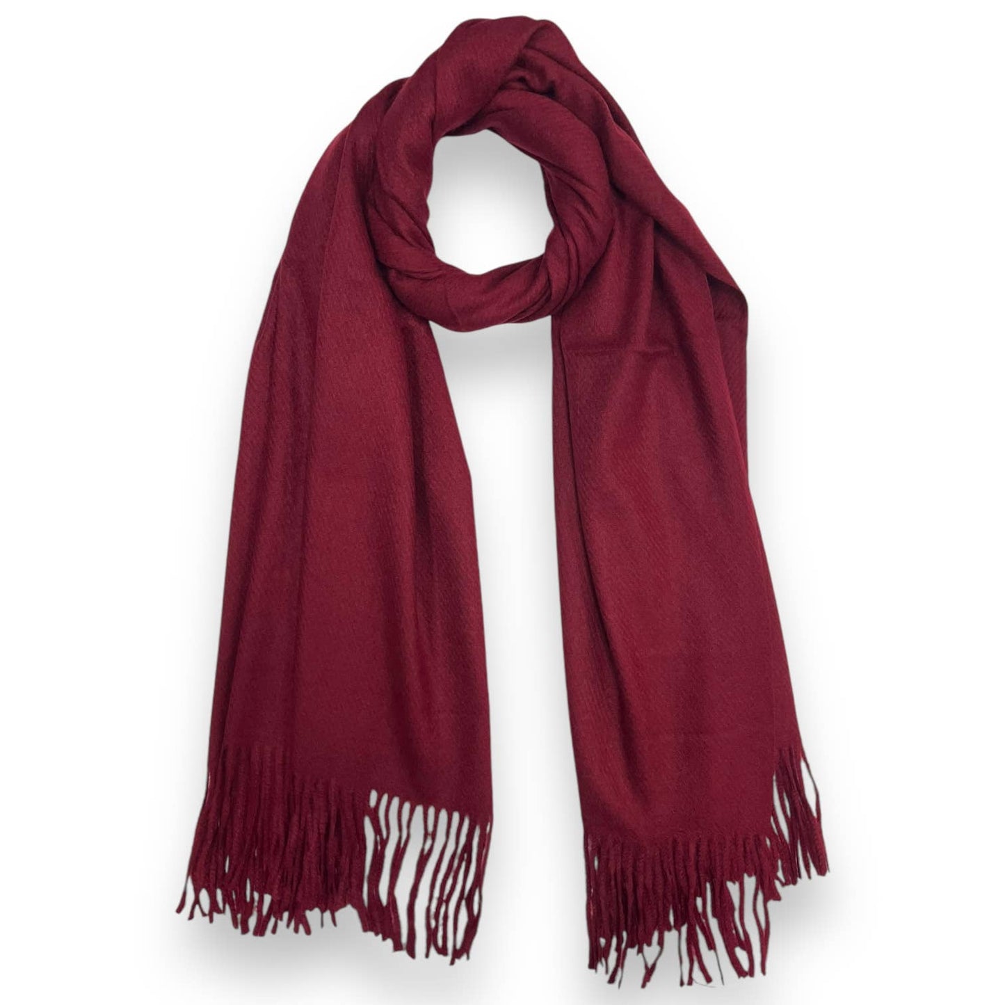 Plain cashmere mix ribbed winter scarf with tassel: Navy