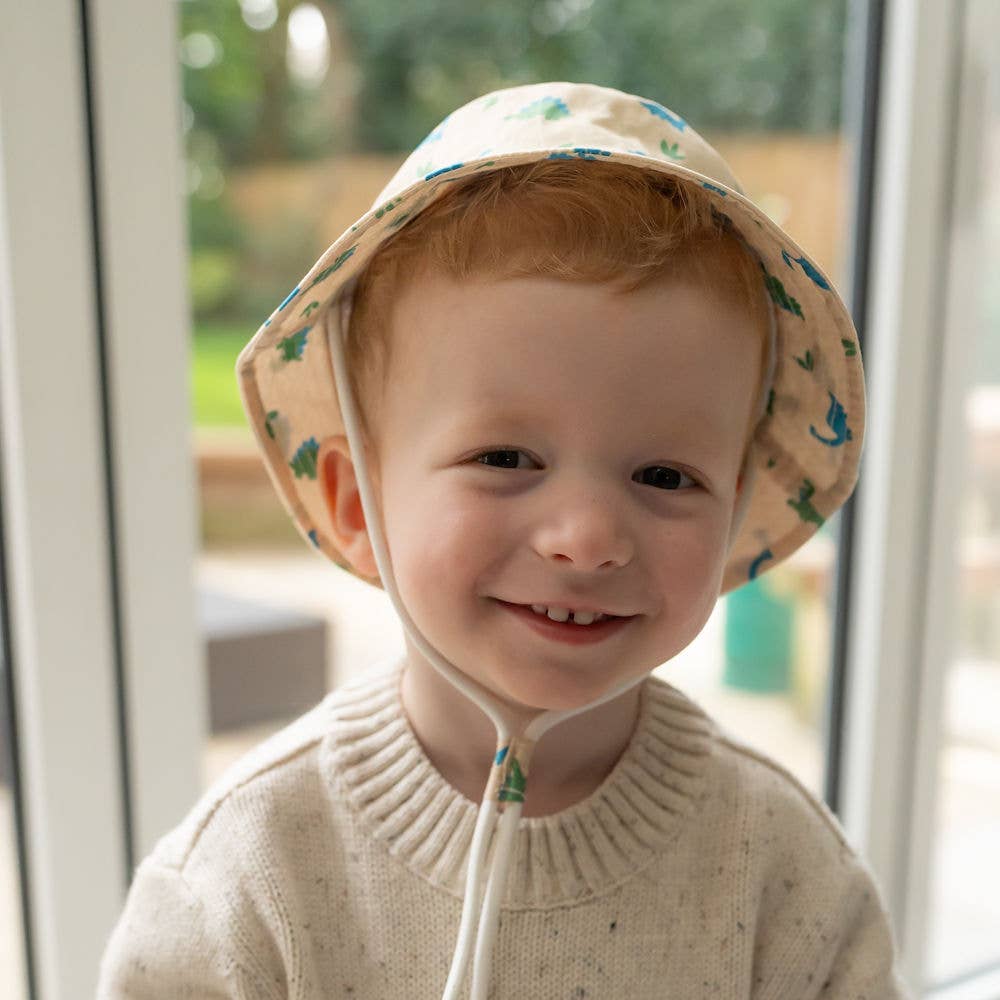 Blue/Green Dinos Sun Hat: 0-12 months