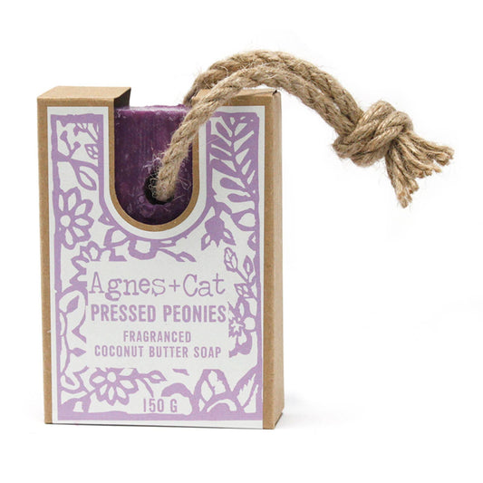 Pressed Peonies 150g Soap On A Rope - Agnes and Cat