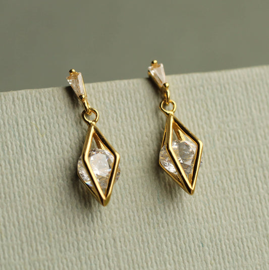 Rhombus Geometric Jewel Earrings : Linen Presentation Card