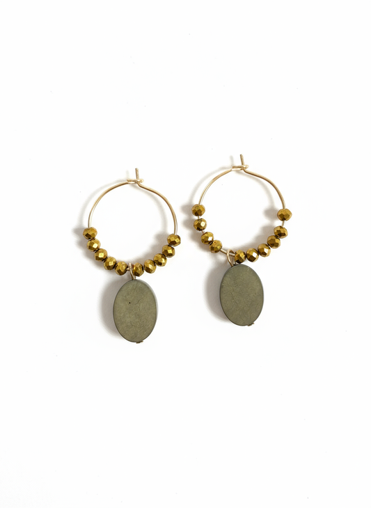 Gist - Hematite crystal hoop earrings