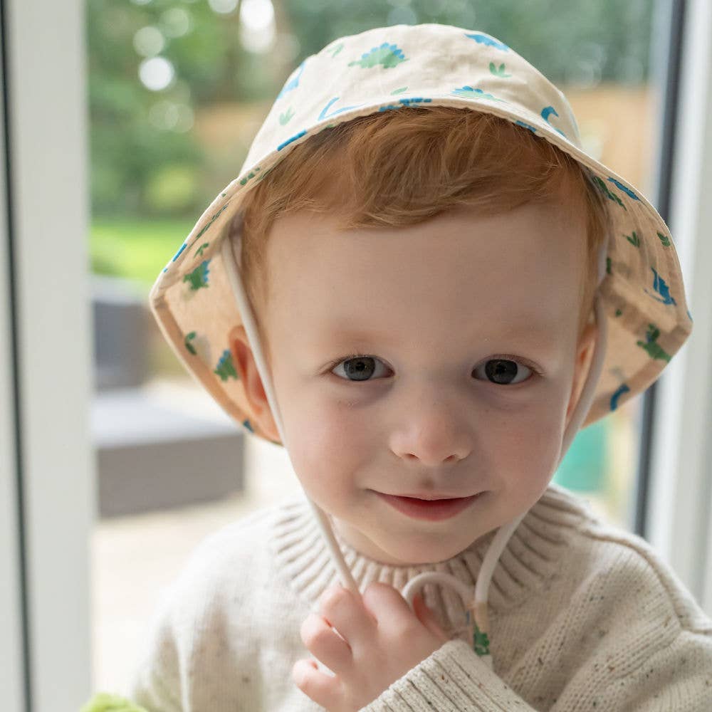 Blue/Green Dinos Sun Hat: 1-3 years