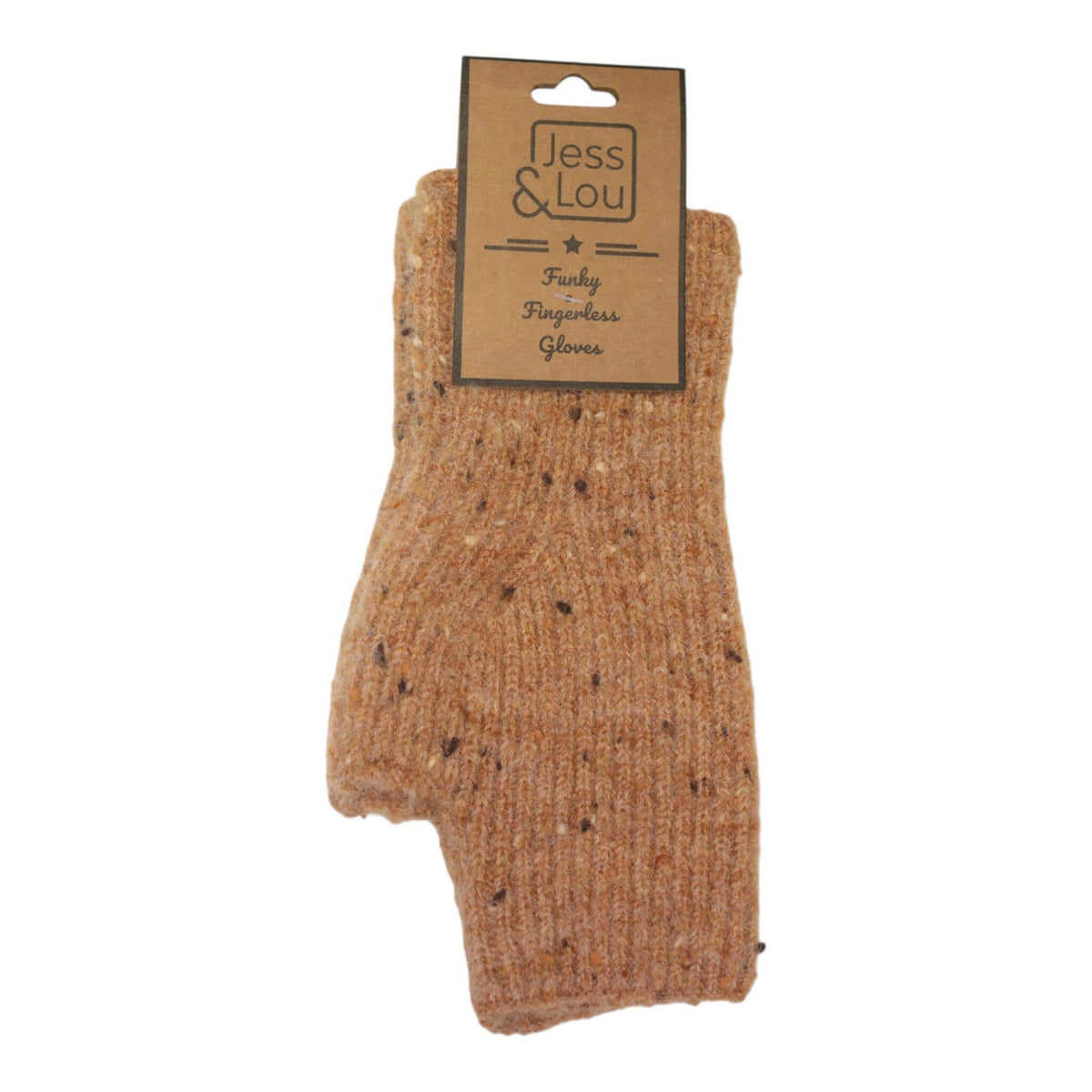 Camel Speckle Cosy Fingerless Gloves GL353