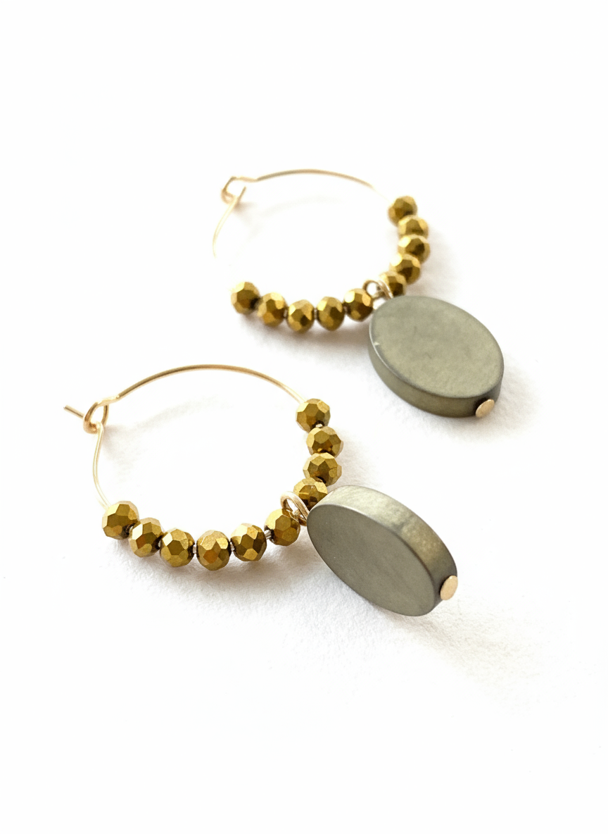 Gist - Hematite crystal hoop earrings