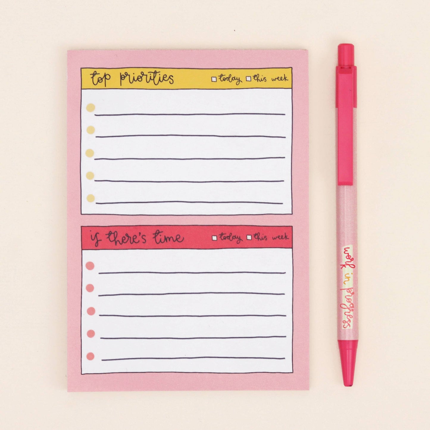 A6 notepad - top priorities