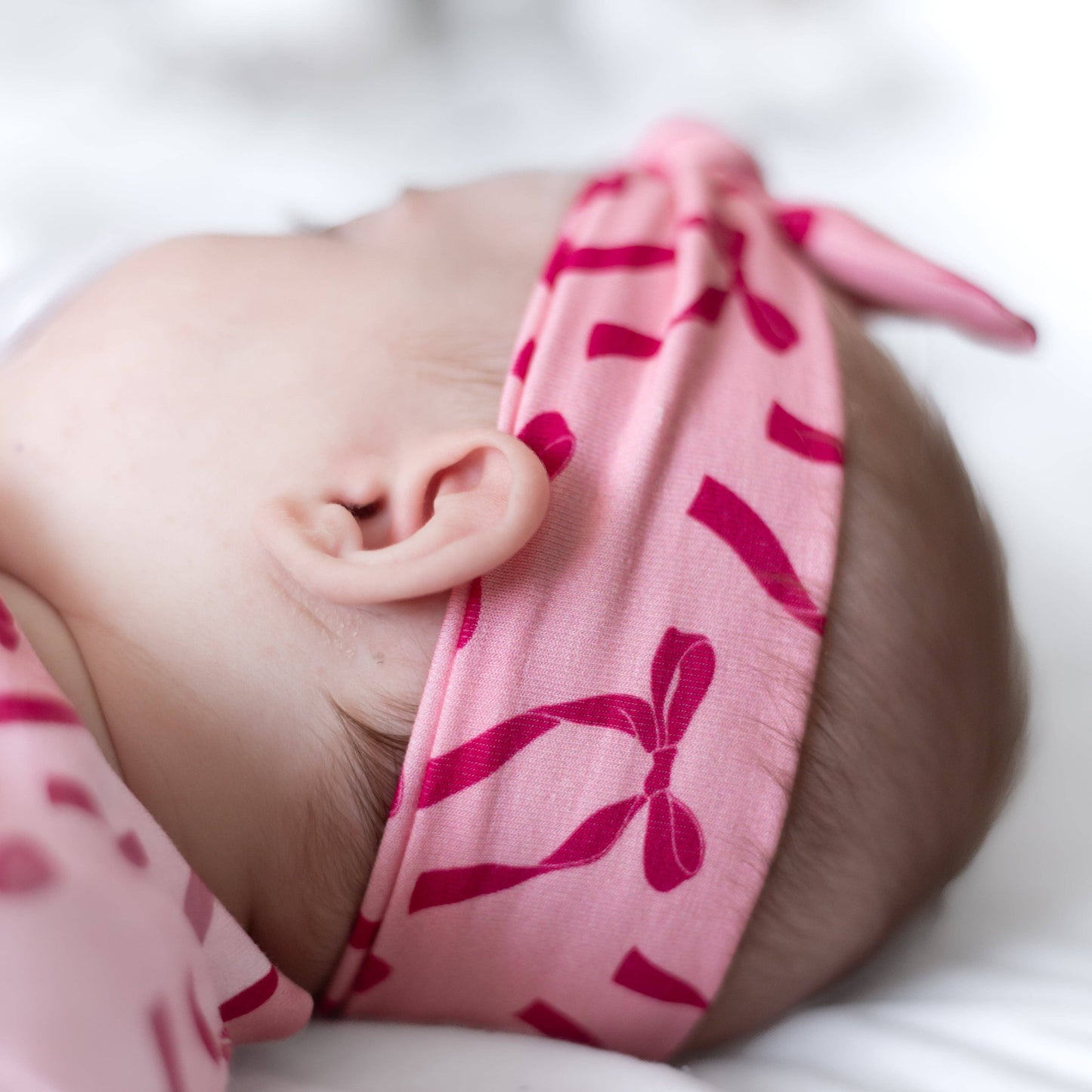 Pink Bow Cotton Sleepsuit: 3-6 M