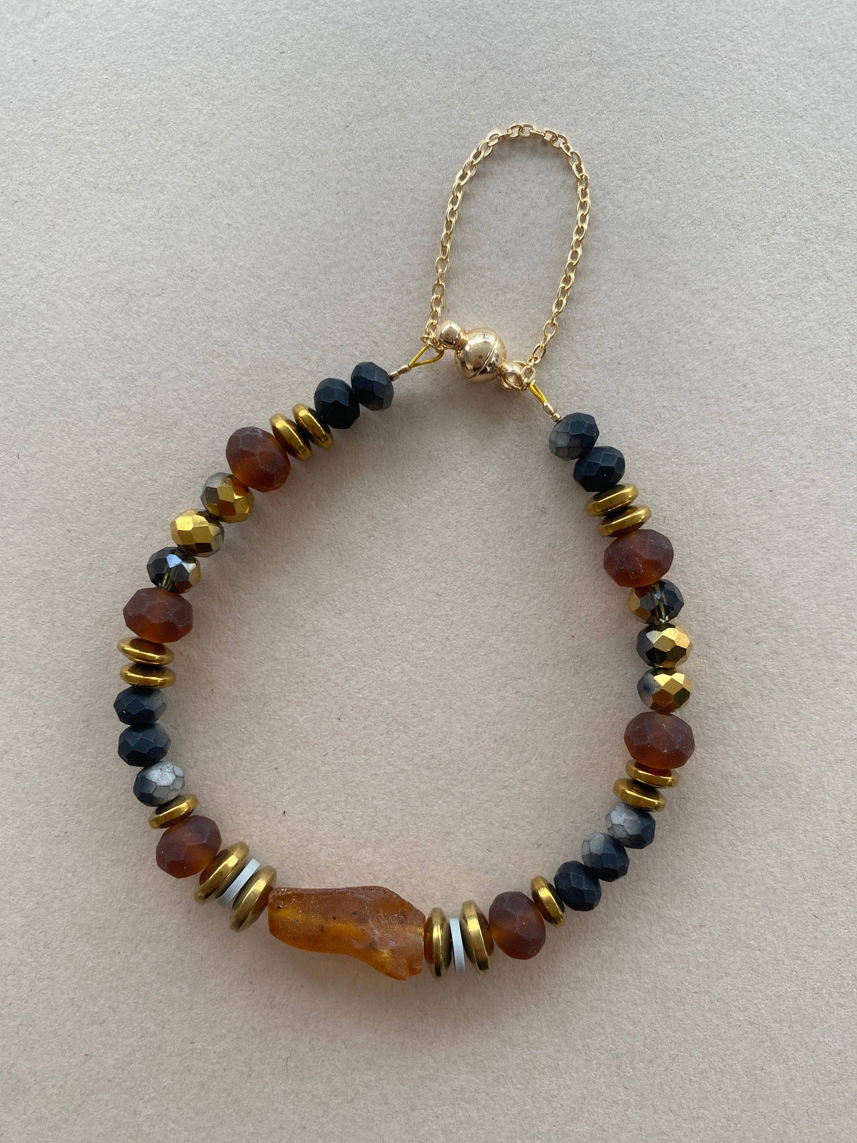 Gist - Raw Amber and crystal bracelet