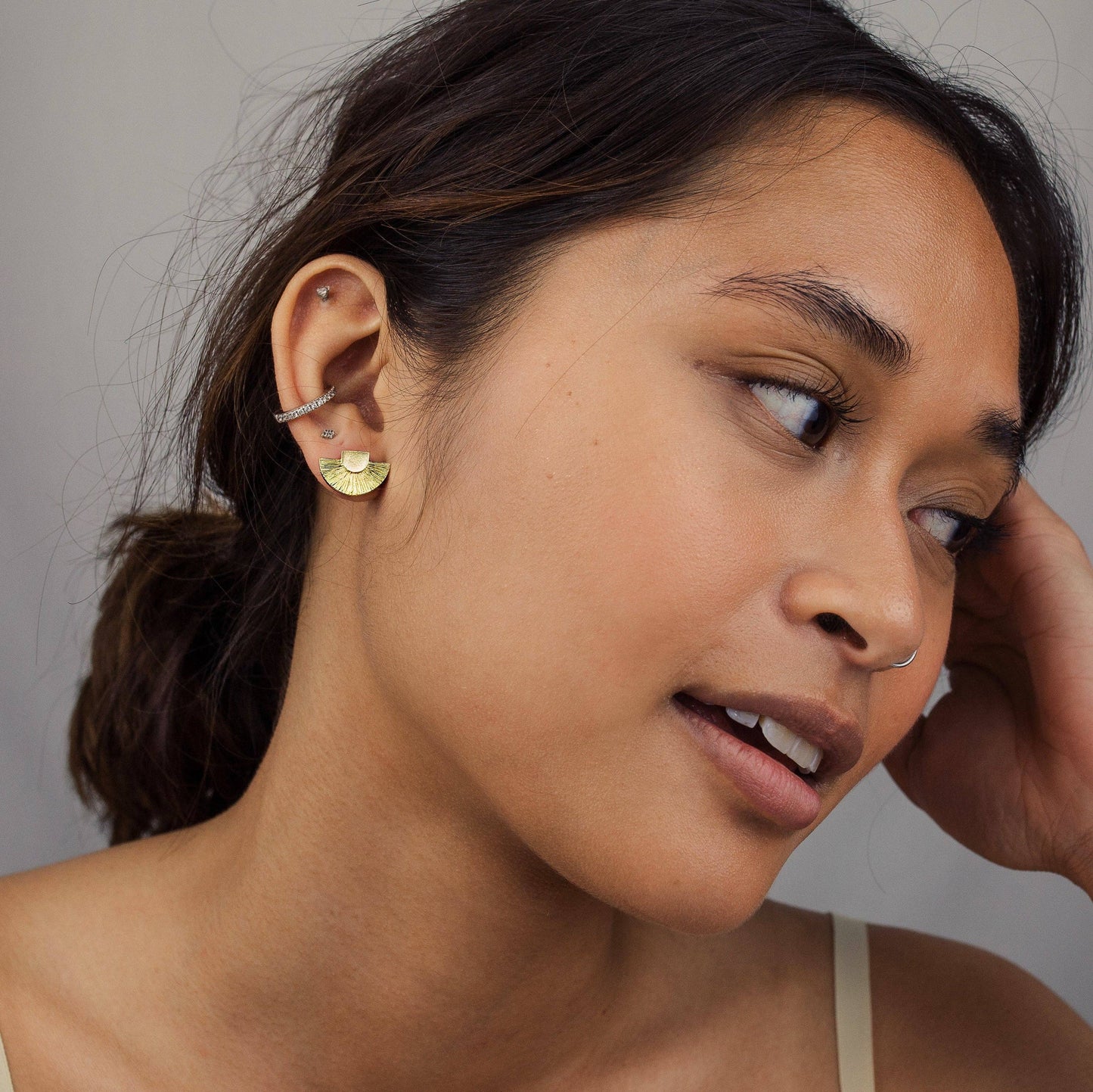 Art Deco Stud Earrings: Linen Presentation Card