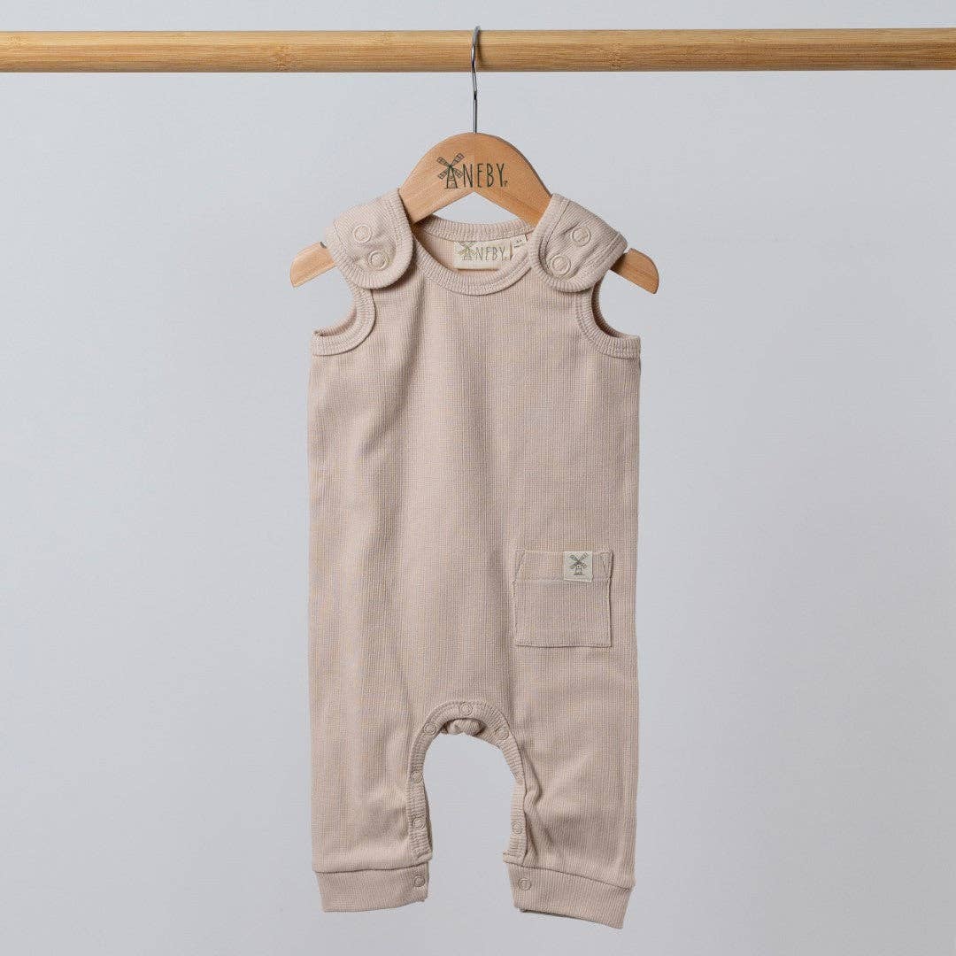 Sleeveless Romper: Oat / 3-6m