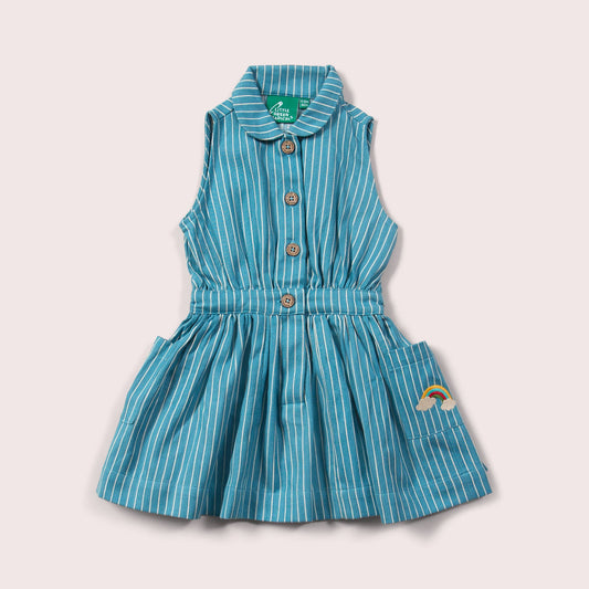 18-24m Horizon Blue Striped Pinafore Button Dress