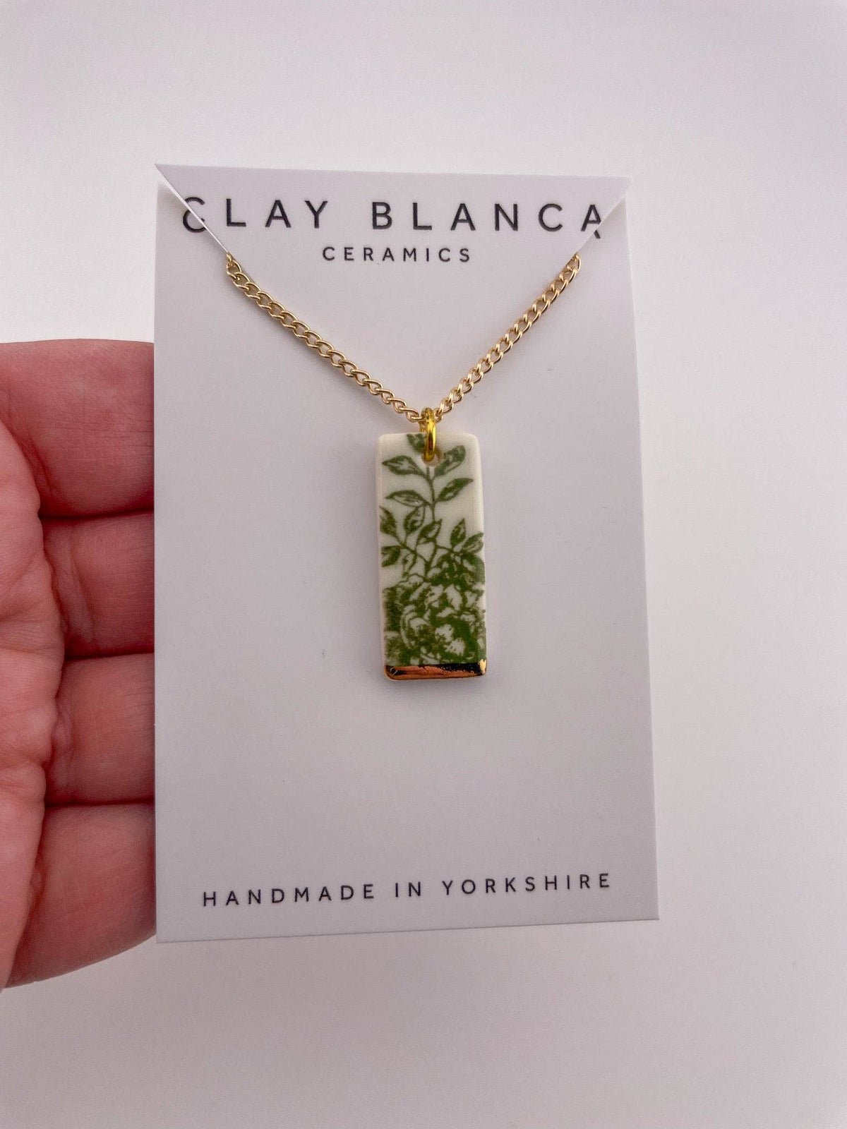 Green China Wide Rectangle Pendant necklace (Options): Gold plated / No Tip