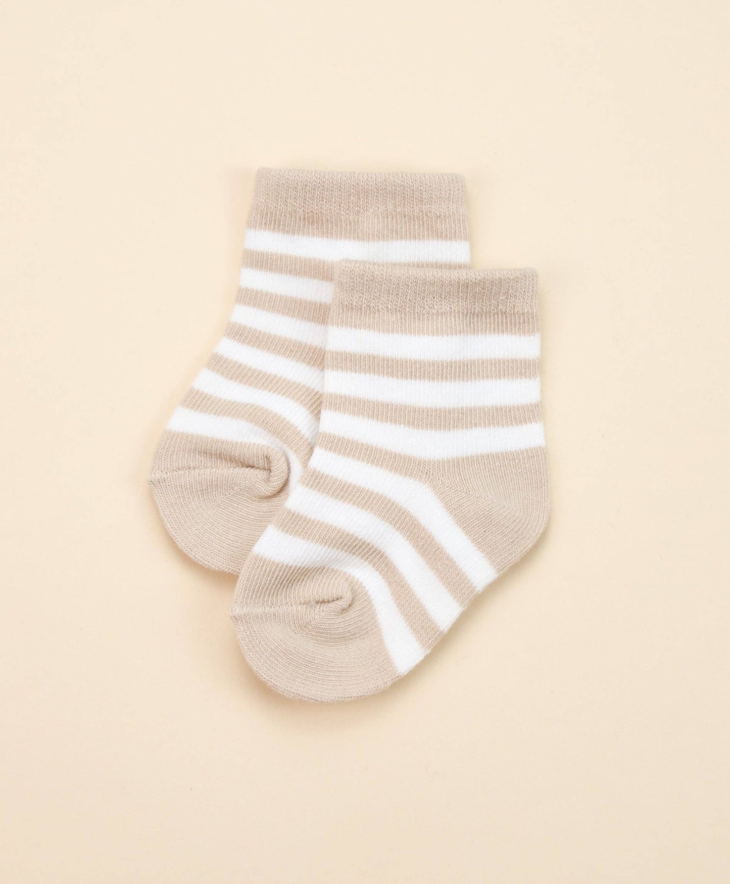 Organic Cotton Baby Socks - Oat Stripes: 0-9months