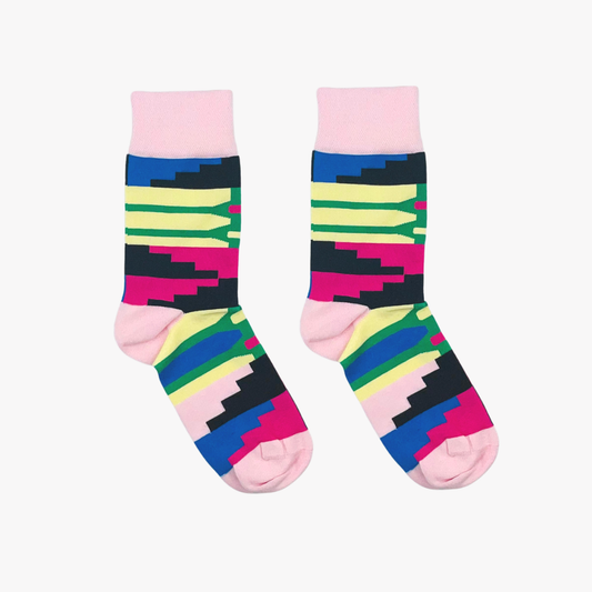 Kente Pink Socks: L