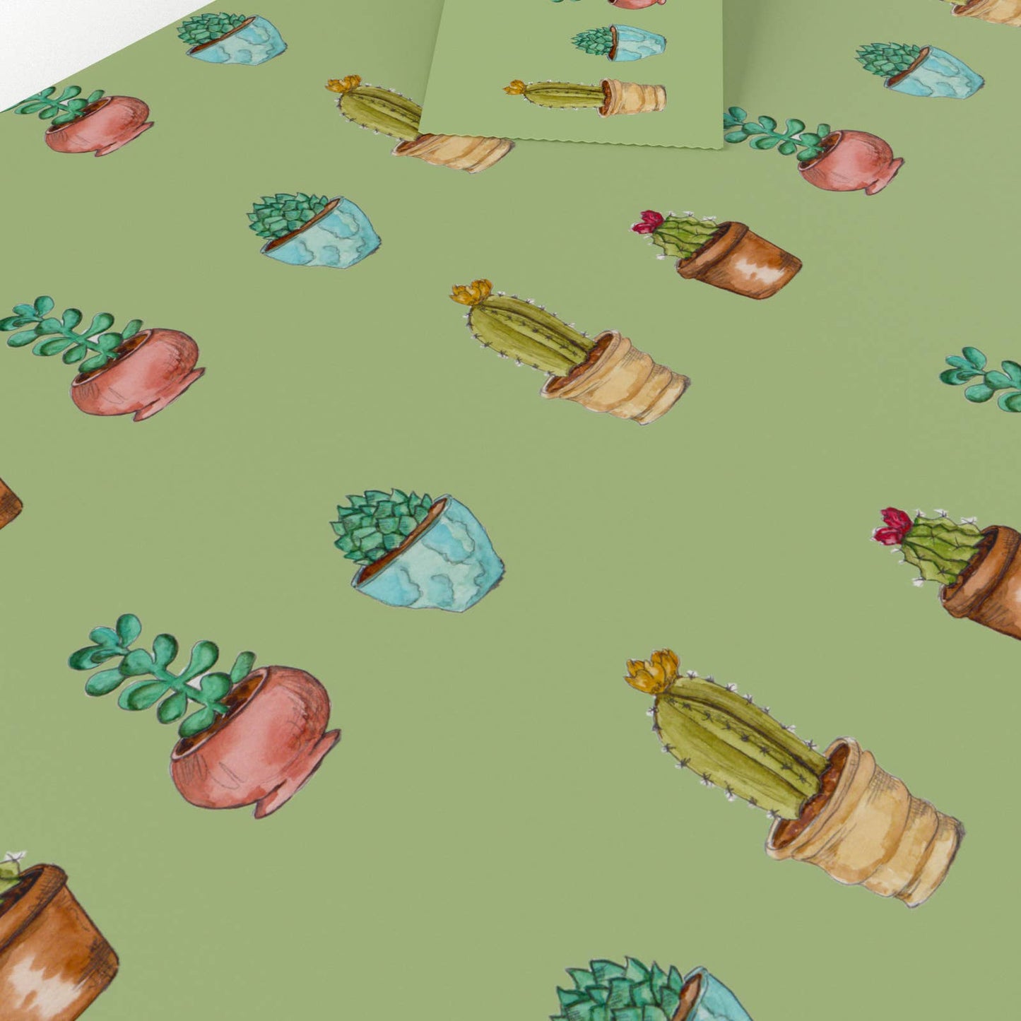 Green Cactus Wrapping Paper • ECO Friendly • UK Made