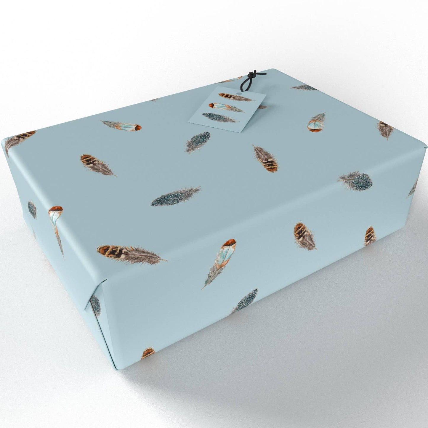 Blue Feathers Wrapping Paper • ECO Friendly • UK Made
