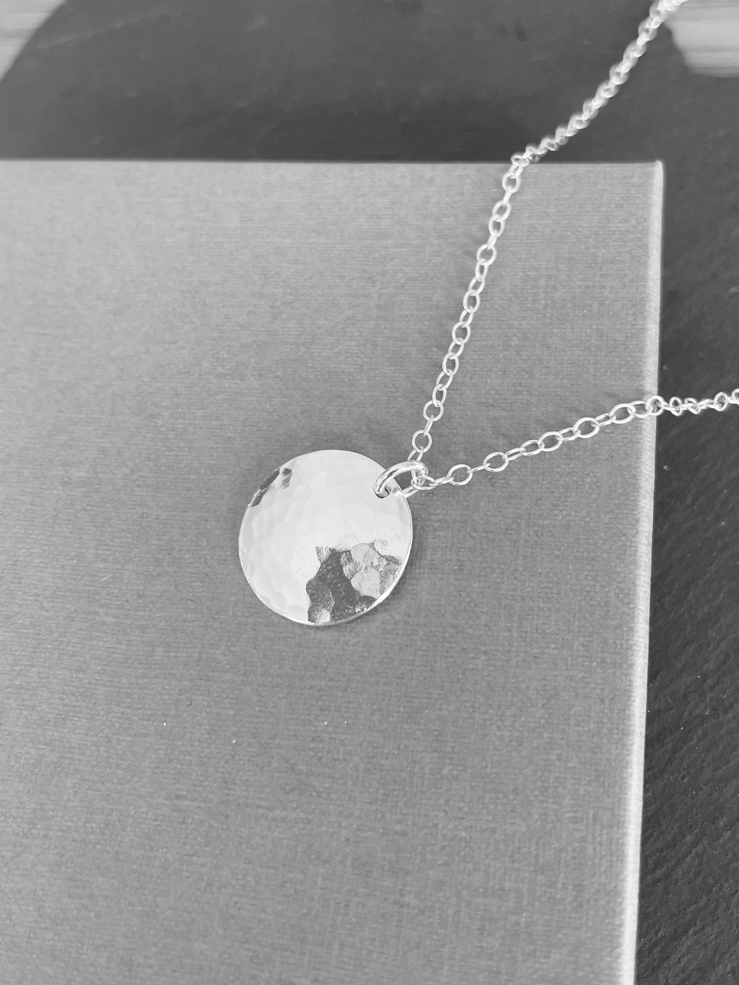 Full moon necklace, sterling silver disc necklace