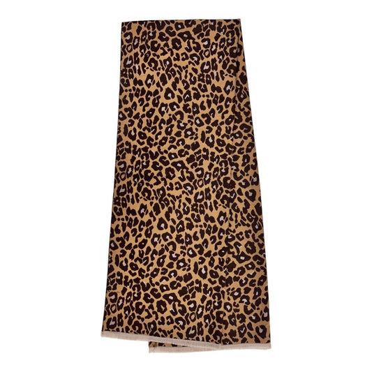 Leopard print winter scarf with fringe finish: Classic Brown