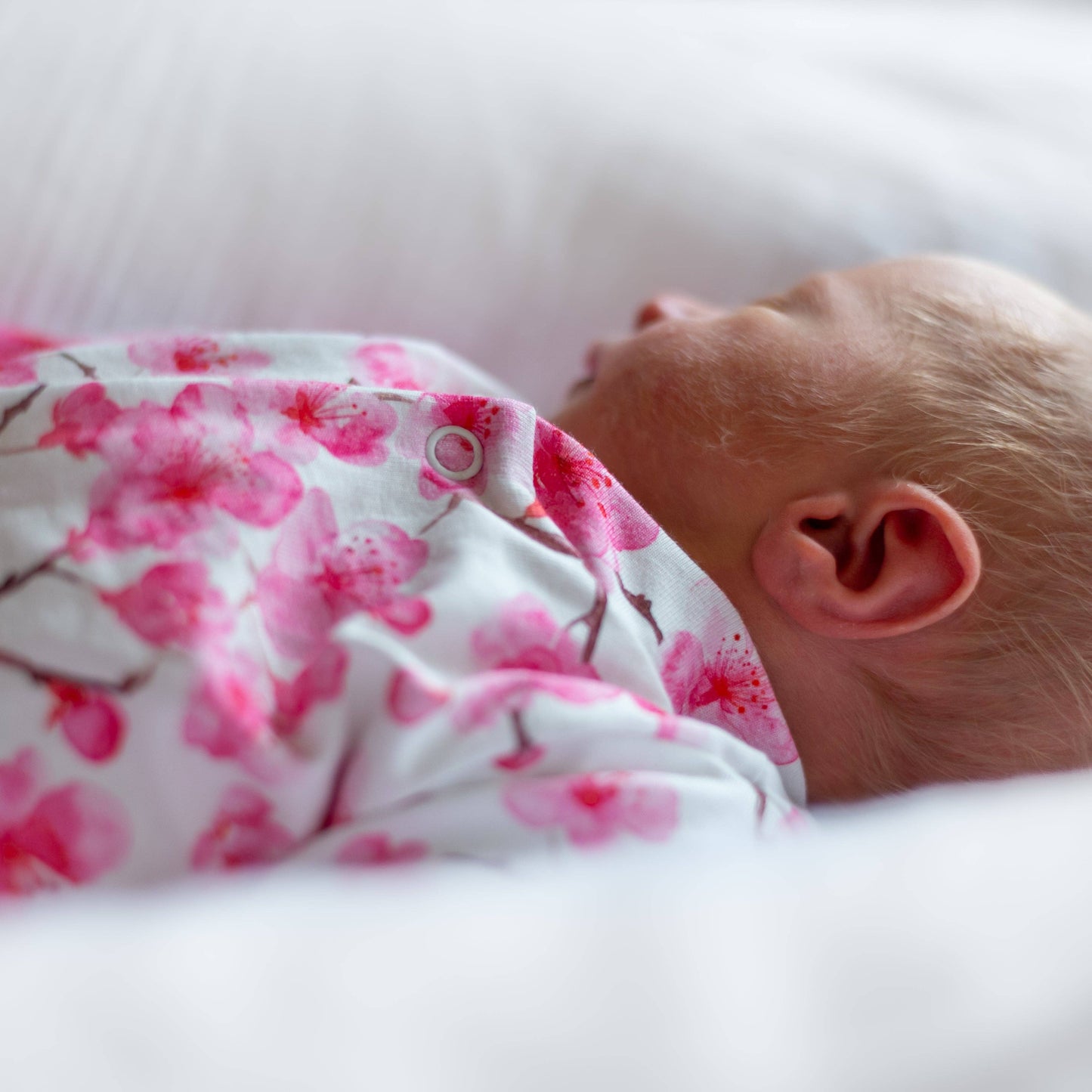 Unisex Baby Cotton Sleepsuit (Onesie) – Cherry Blossom Print: 0-3 M