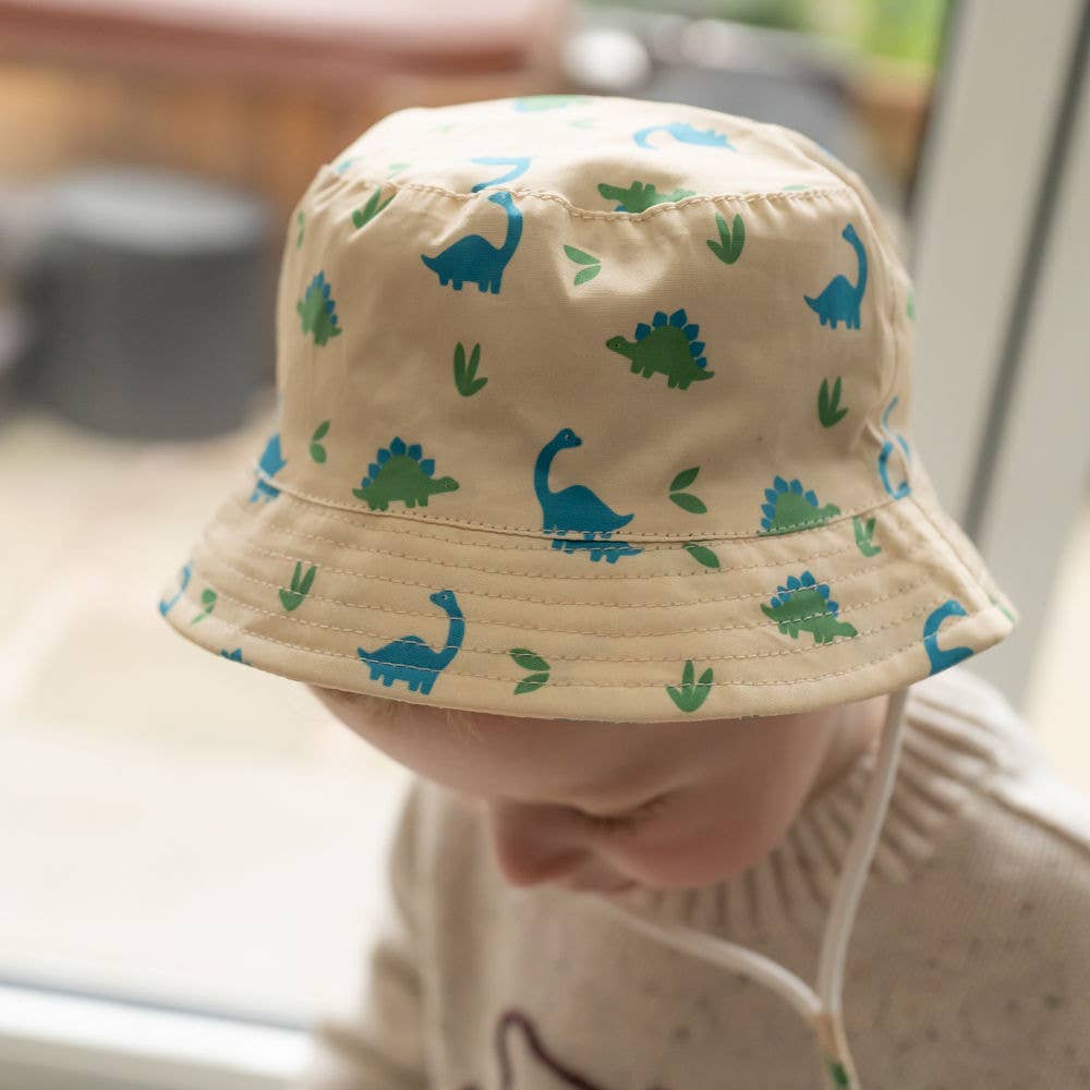 Blue/Green Dinos Sun Hat: 0-12 months