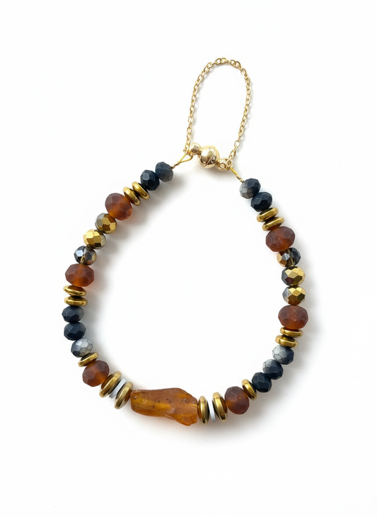 Gist - Raw Amber and crystal bracelet