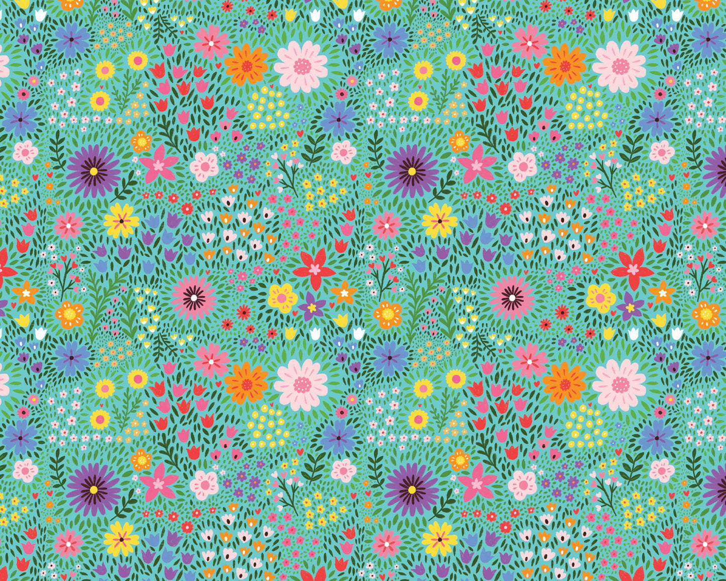 Teal Ditsy Floral Wrapping Paper, Gift Wrap