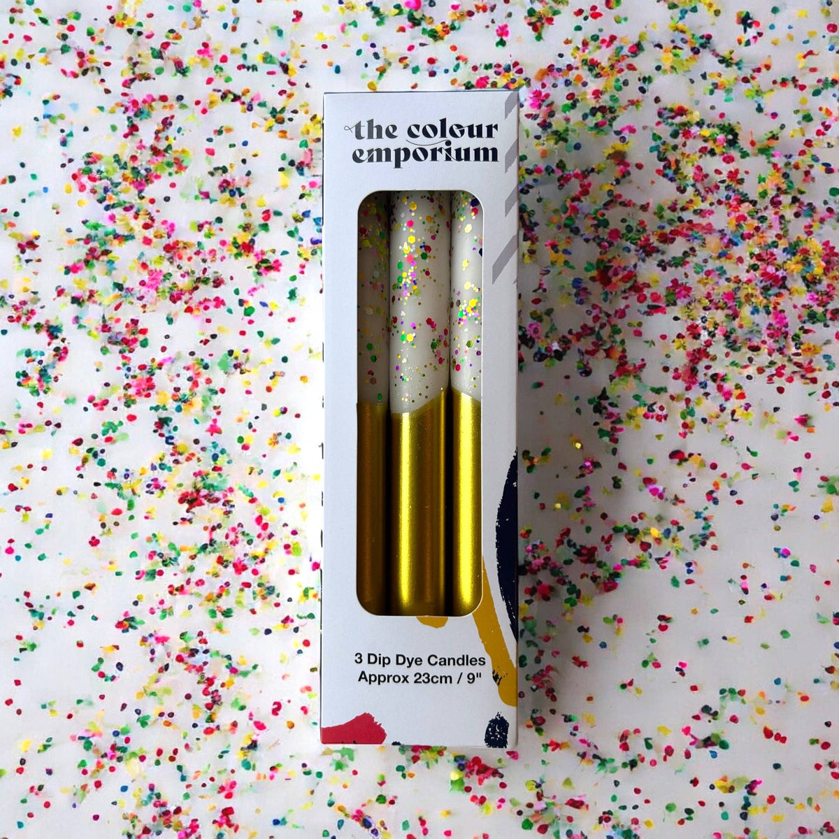 FUNFETTI Dip Dye Dinner Candle Trio