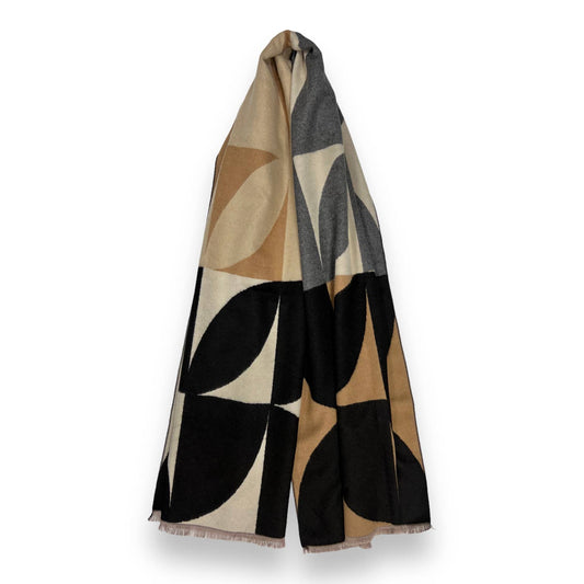 Retro print on cashmere blend scarf finished with fringes: Blacca