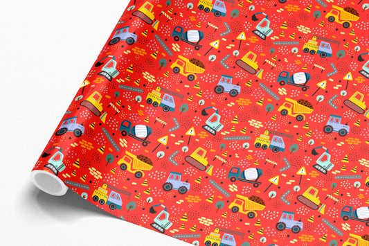 Boys Diggers, Construction, Vehicles, Gift Wrap, For Kids