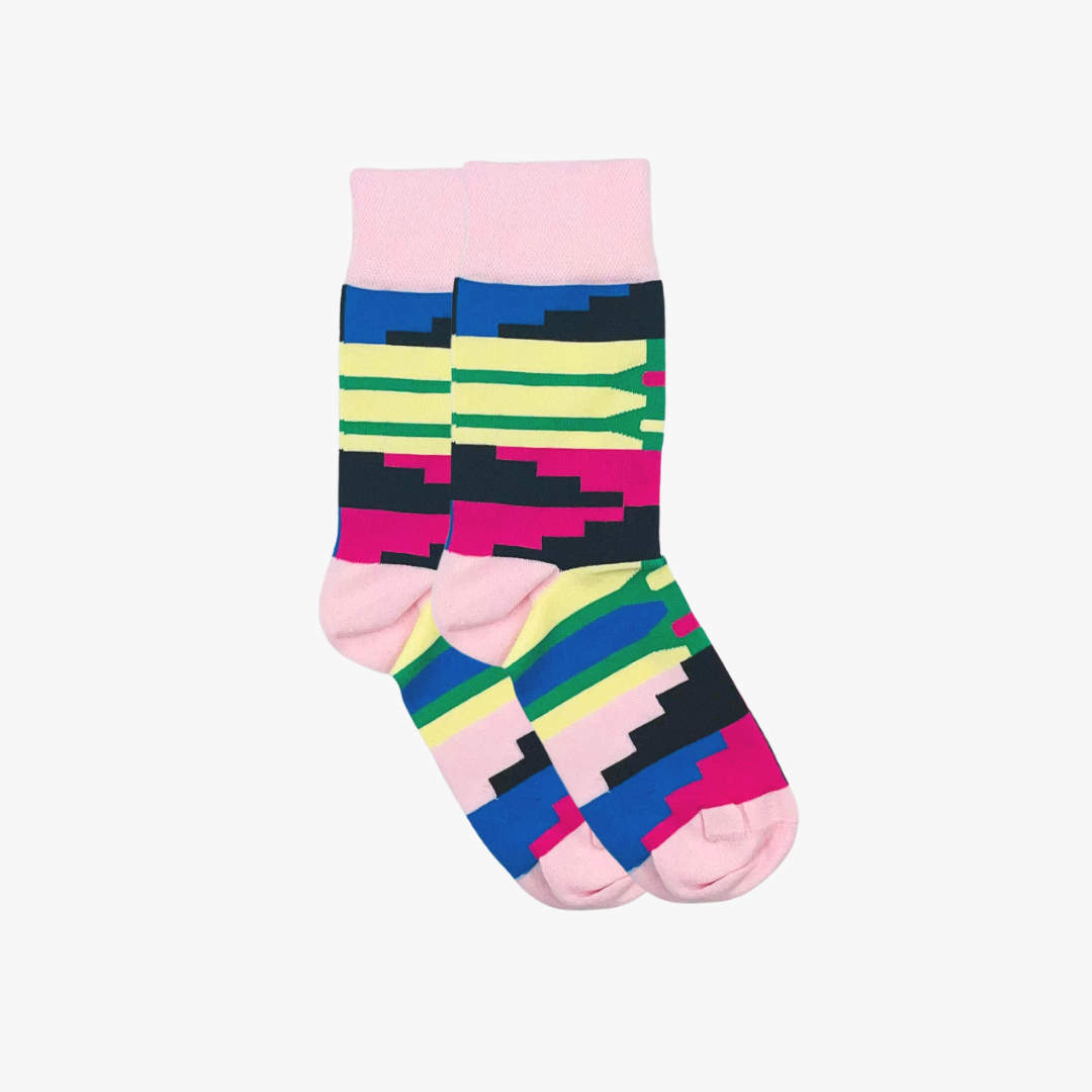 Kente Pink Socks: L