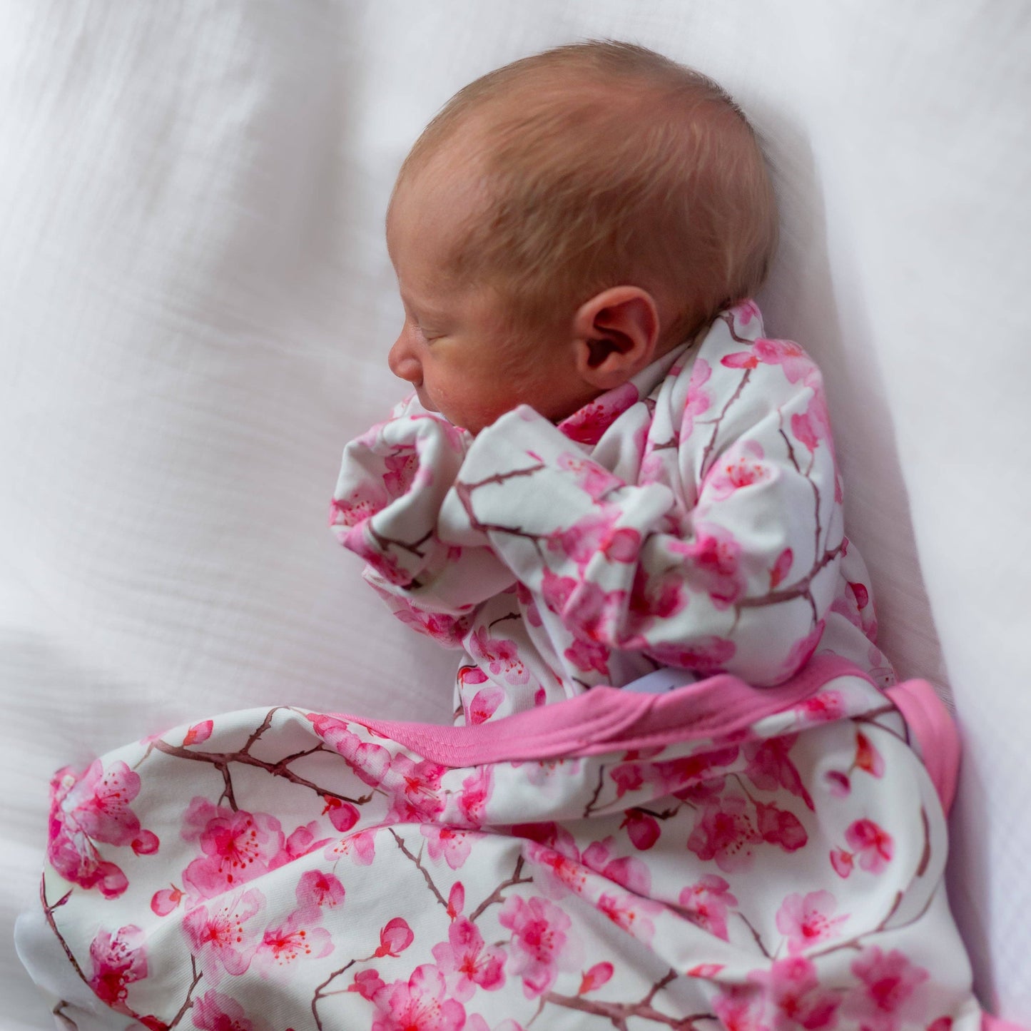 Unisex Baby Cotton Sleepsuit (Onesie) – Cherry Blossom Print: 3-6 M