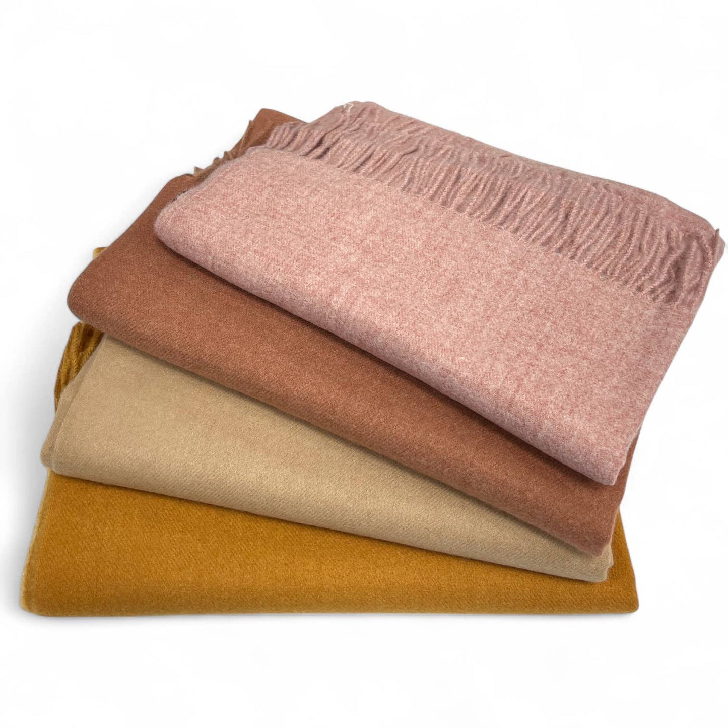 Cashmere plain scarf finished with tassels on each end : Mustard
