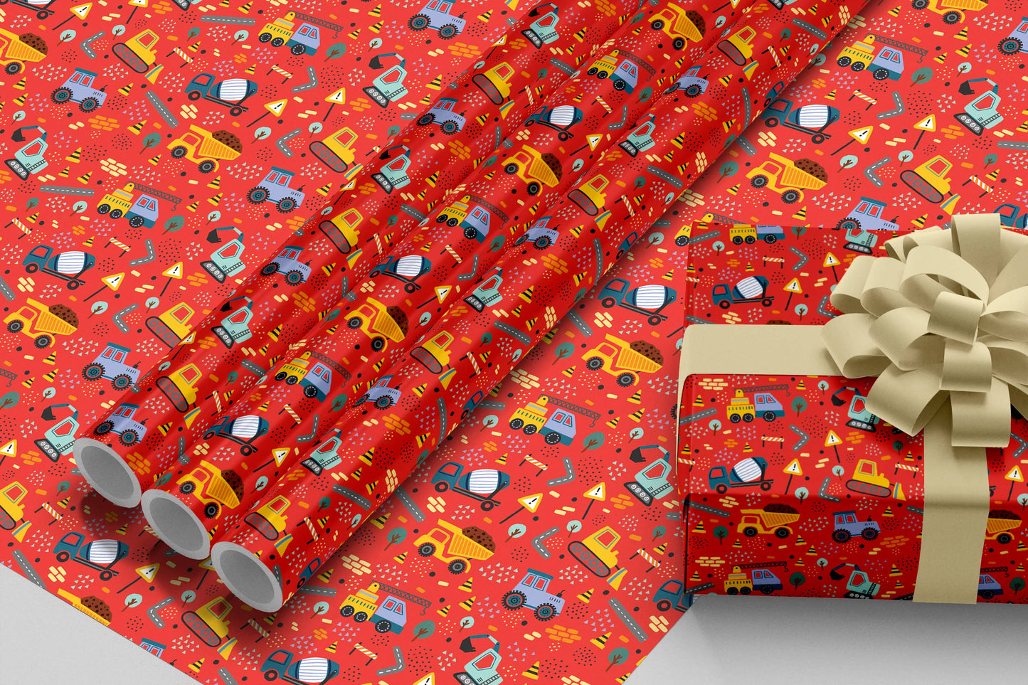 Boys Diggers, Construction, Vehicles, Gift Wrap, For Kids
