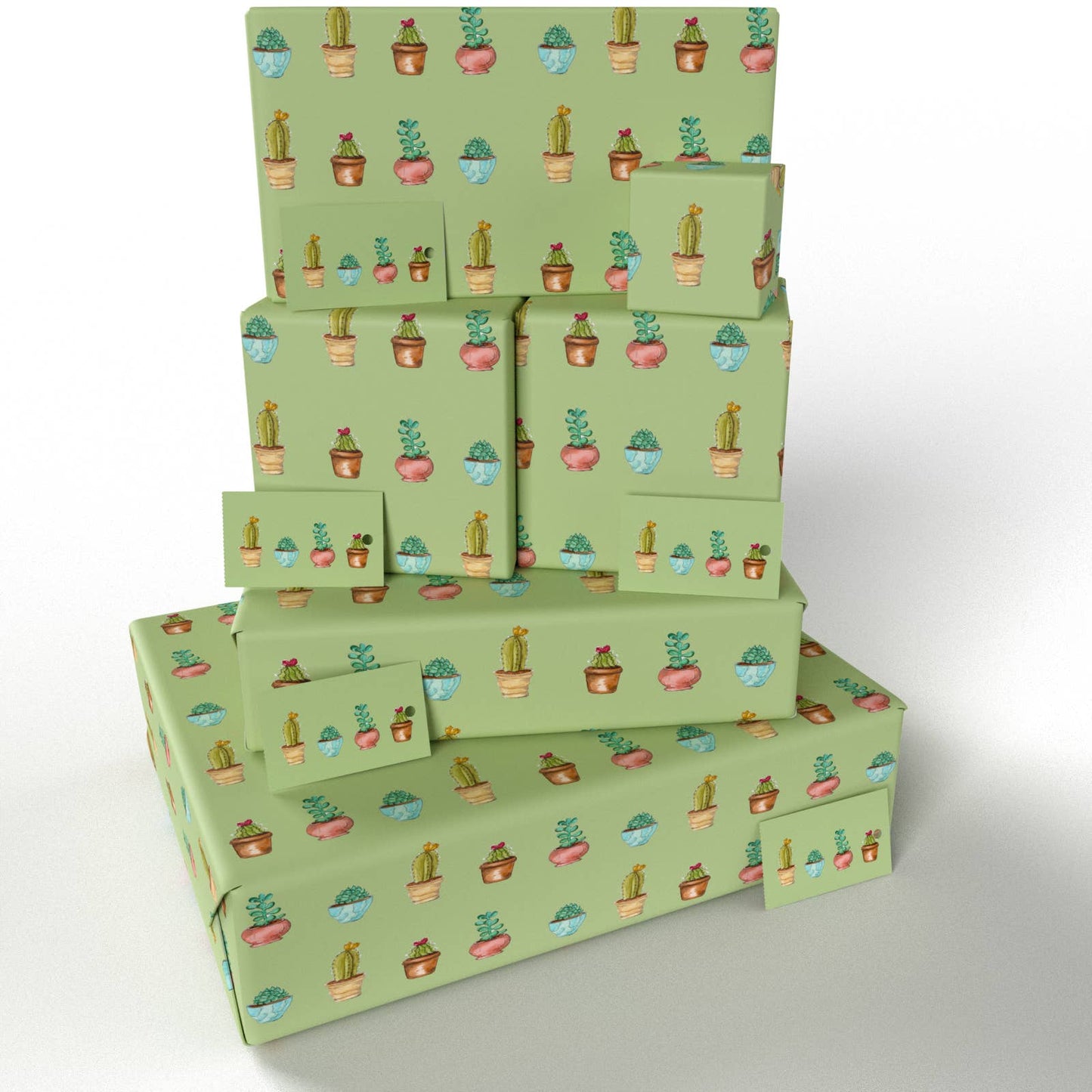 Green Cactus Wrapping Paper • ECO Friendly • UK Made