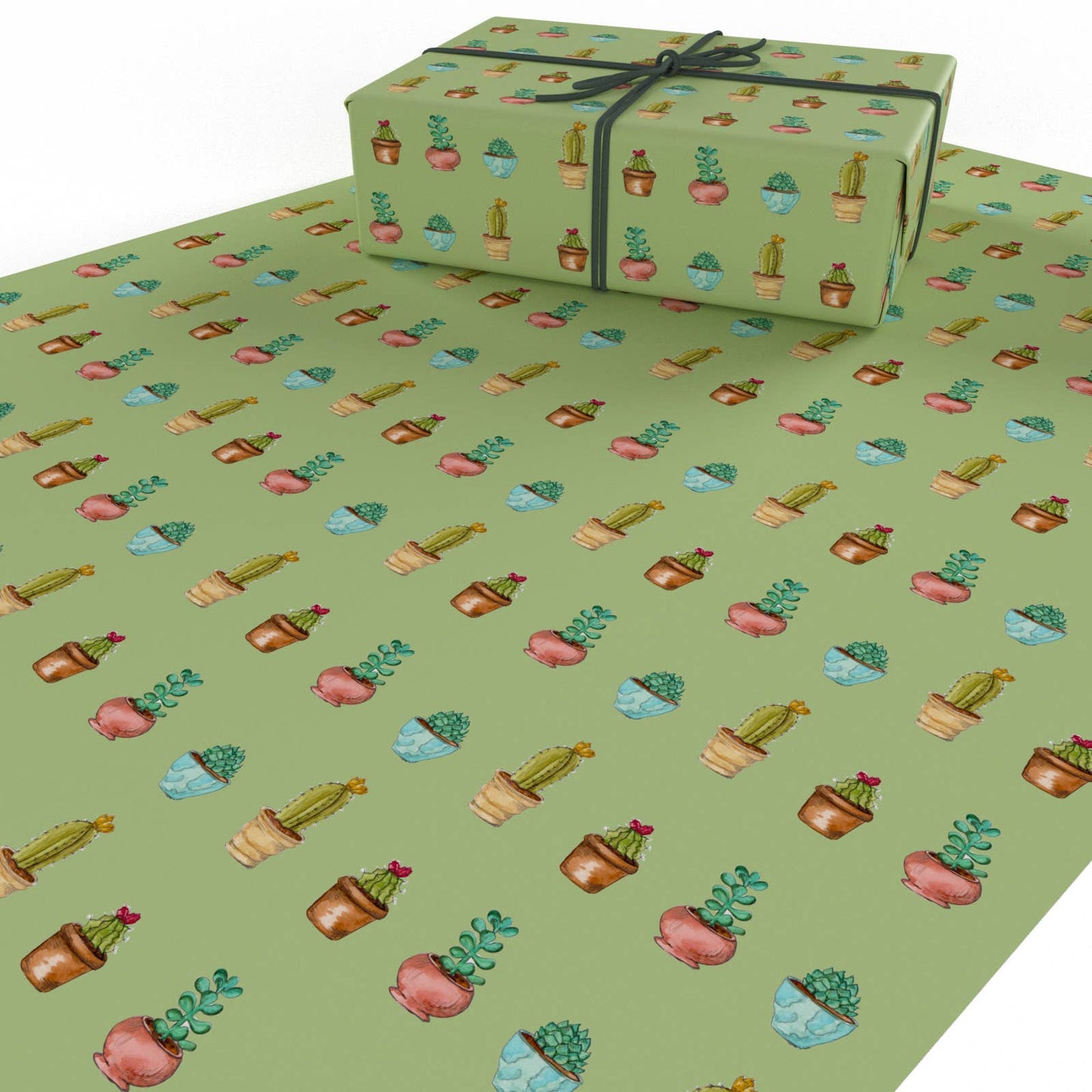 Green Cactus Wrapping Paper • ECO Friendly • UK Made