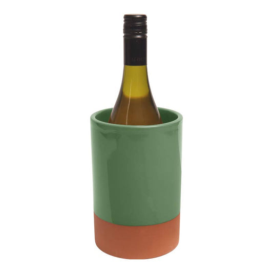 Sintra Glazed Terracotta Wine Cooler - Green: Green