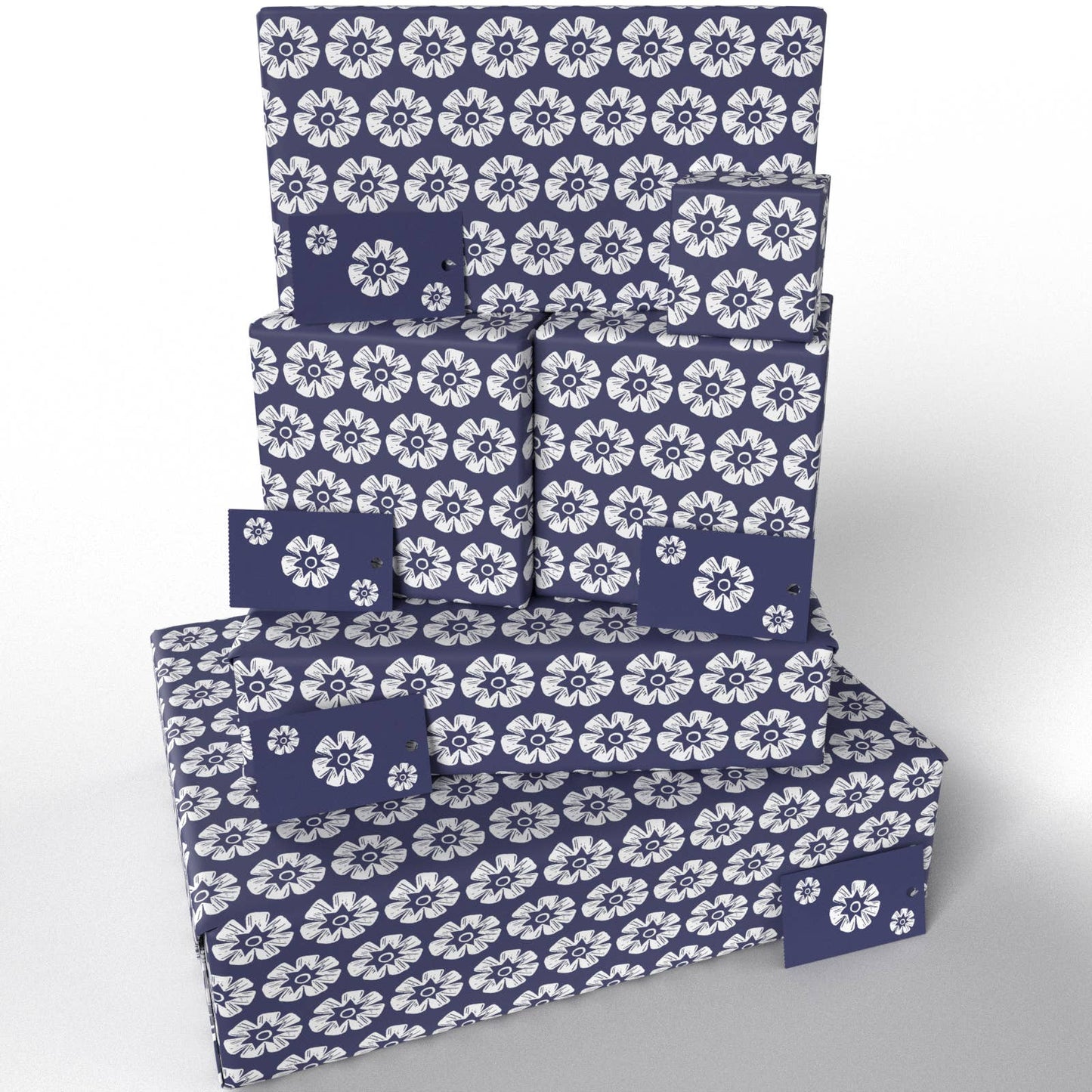 Woodblock Flowers Wrapping Paper • ECO Friendly • UK Made