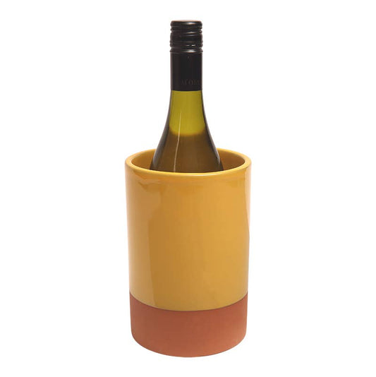 Sintra Glazed Terracotta Wine Cooler - Ochre: Yellow