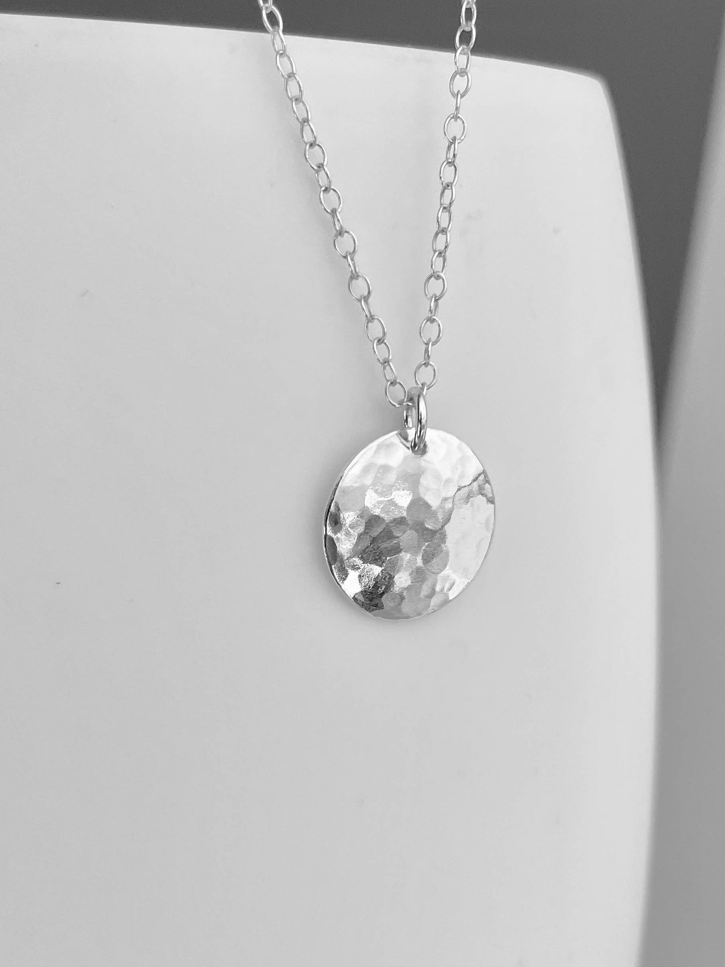Full moon necklace, sterling silver disc necklace