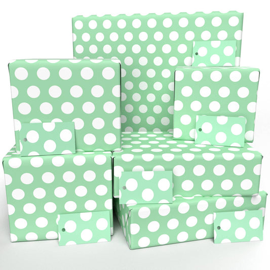 Polka Dot Green Wrapping Paper • ECO Friendly • UK Made