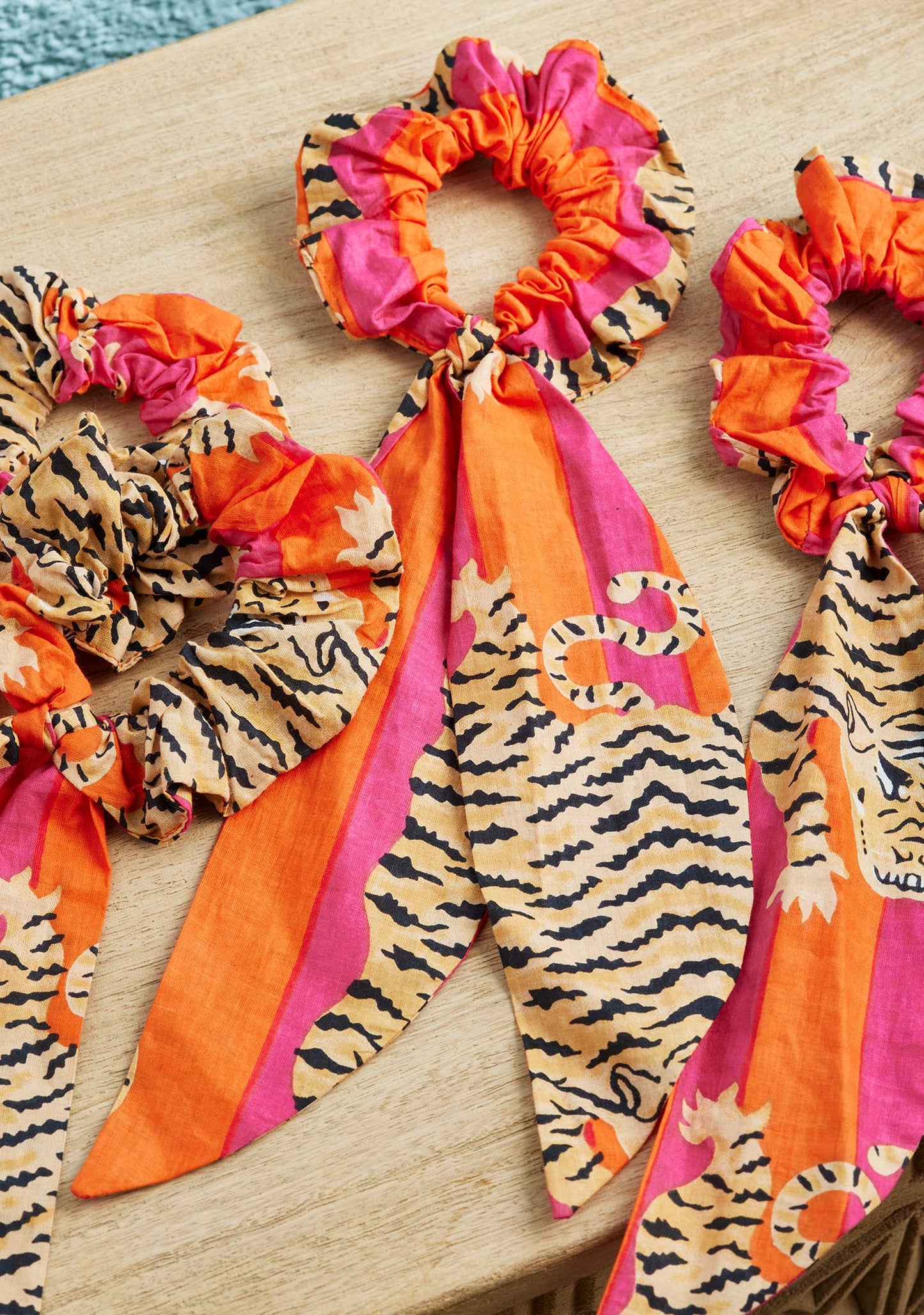 Tiger Stripe Hair Scrunchie With Tie