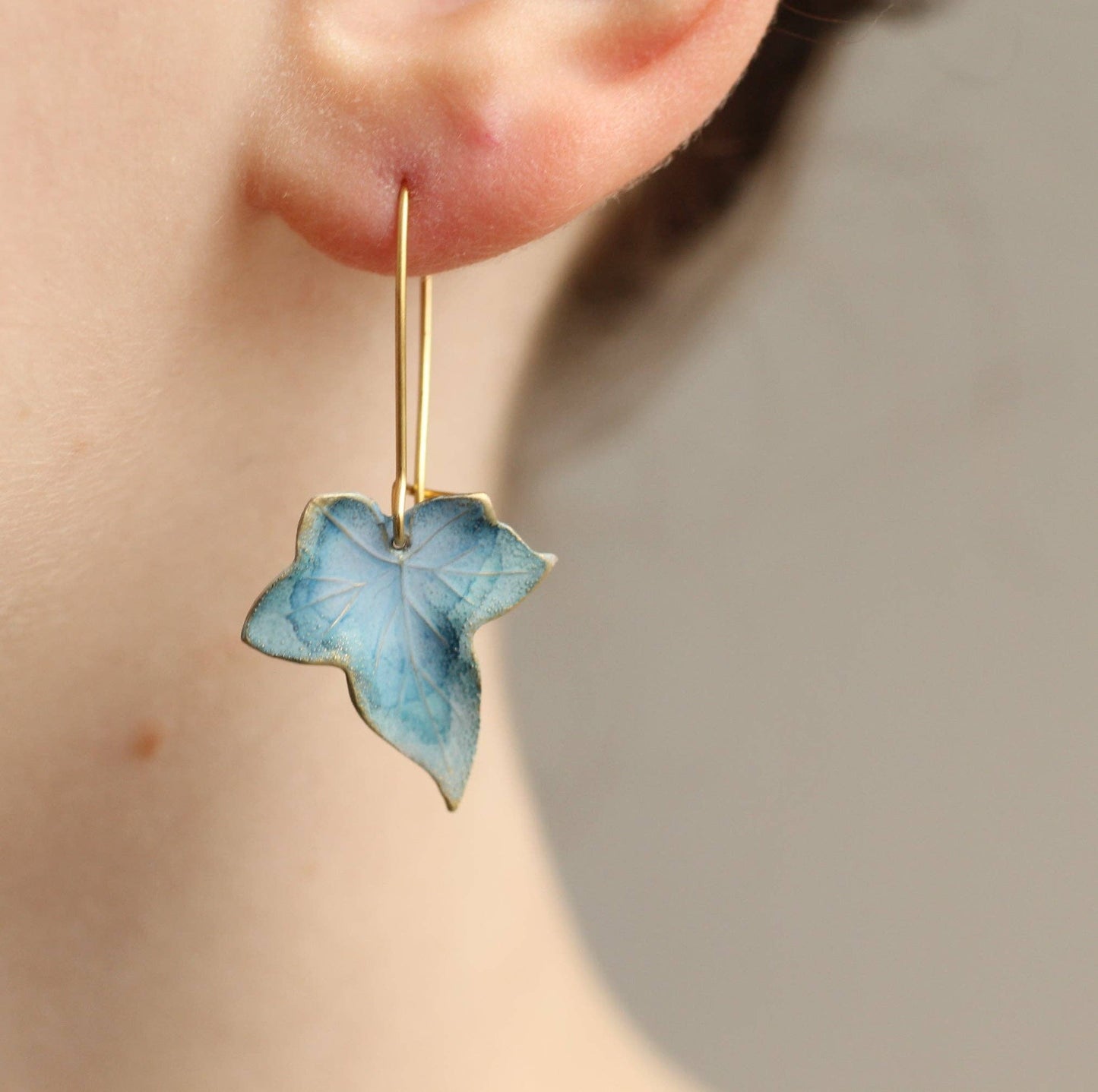 Blue Ivy Leaf Earrings: Long / Gloss