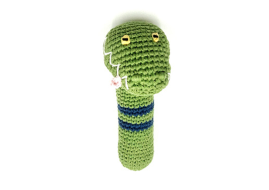Crochet Baby Toy Stick rattle Crocodile